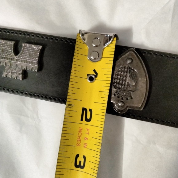 Neiman Marcus black leather women\'s  belt medieval Rare size M Made in Italy main image 11